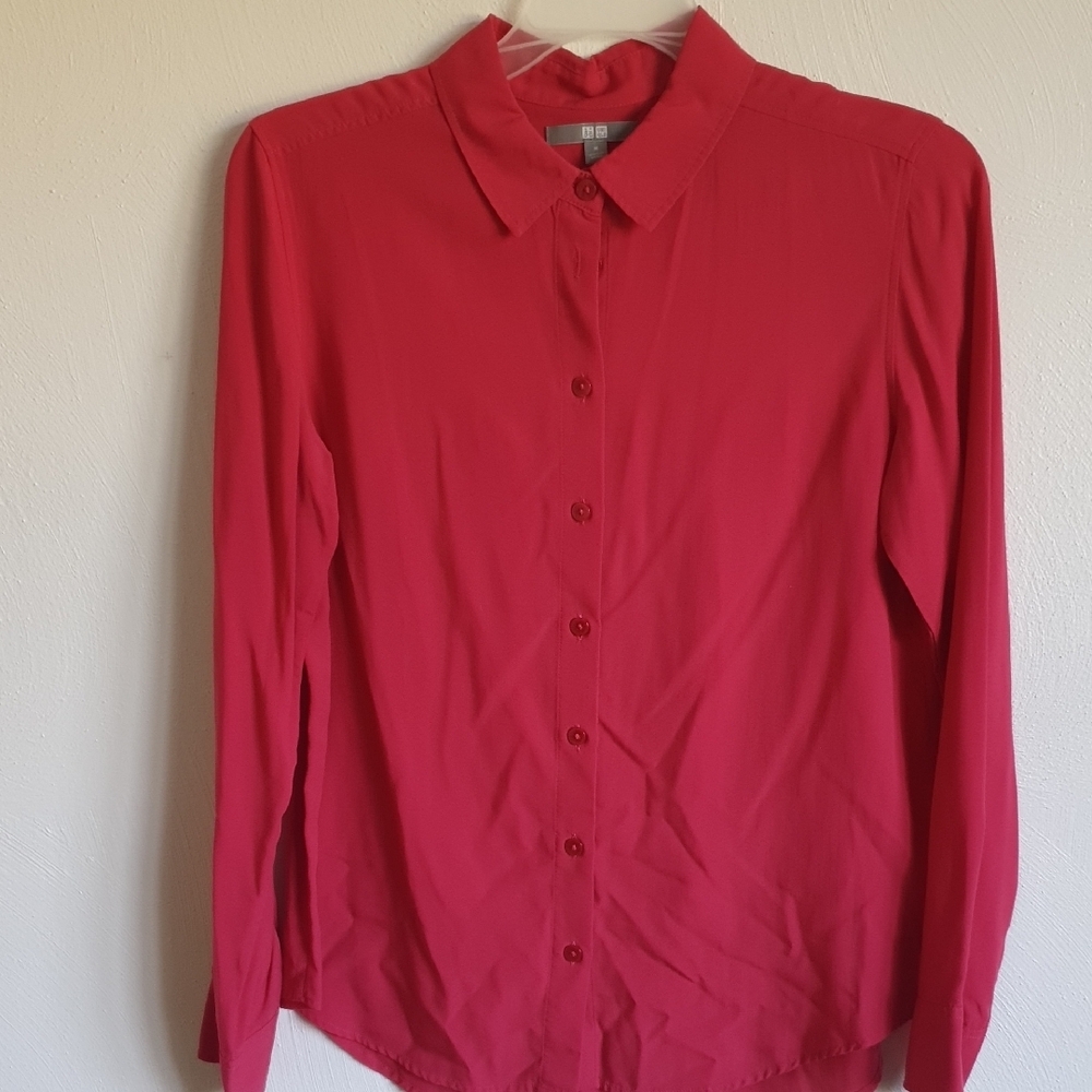 Uniqlo Red Button Down Shirt with Dress Shirt Collar